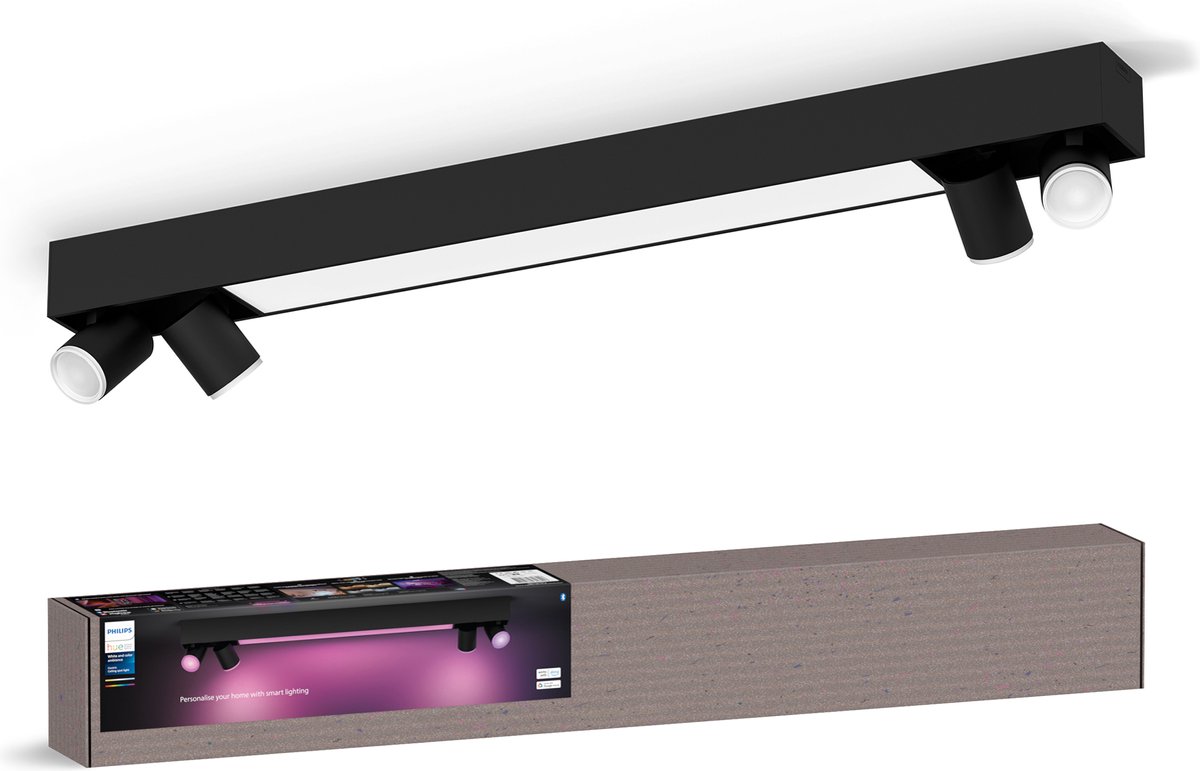 Philips Hue Centris opbouwspot - wit en gekleurd licht - 4-spots - zwart - rechthoekig — afbeelding 1