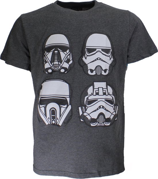Star Wars Storm Trooper T-Shirt Vier Maskers Grijs – Officiële Merchandise