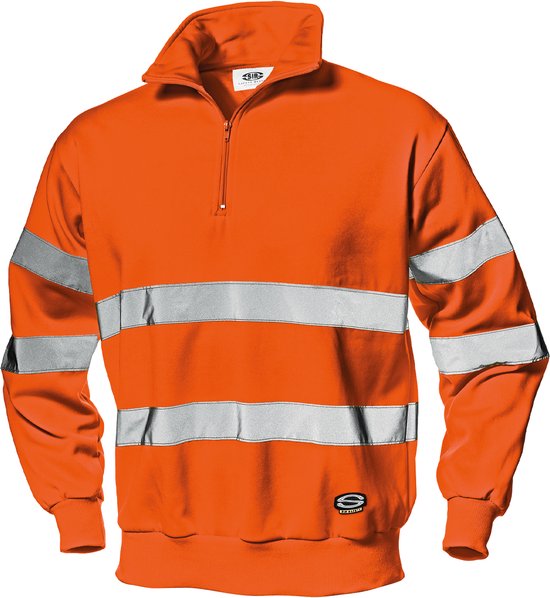 SWEAT-SHIRT SIR SAFETY RUNNER, Oranje Hi Visibilité - EN ISO 20471 Classe 3 - Tissu Doux - Fermeture éclair - Double Bande Réfléchissante