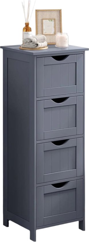 Armoire d'appoint avec 4 tiroirs - Table de chevet - Coffre de rangement - Finition Chêne - 50cm x 40cm x 80cm