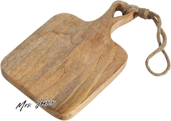 Foto: Mrs jones snijplank lela mangohout hartvormige uitsparing 30x19x2 cm houten plank met lus 