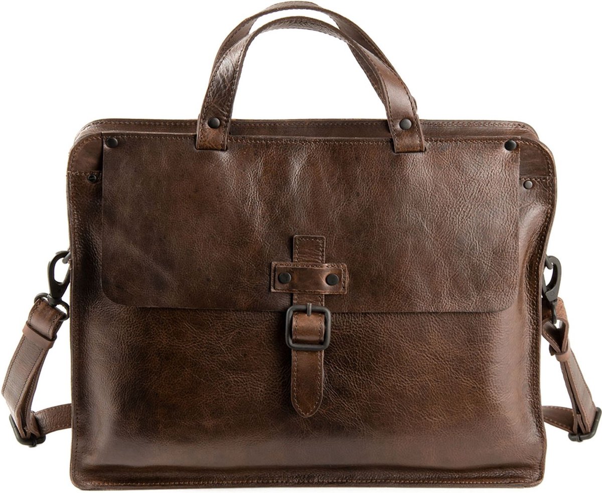 HAROLD'S Leren Business tas Afzonderlijke gevallen Aberdeen Businessbag Brown Donkerbruin