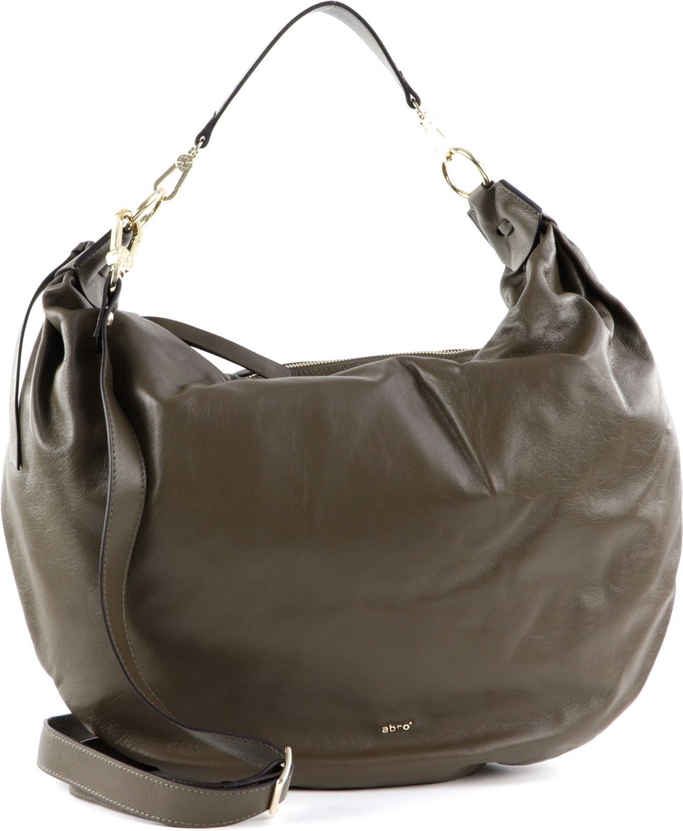 abro Leren Schoudertas Leather Nappa Giglio Hobo Bag Anita Military Groene