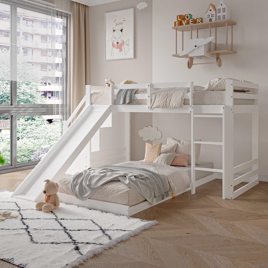 Witte Houten Kinder stapelbedden Zonder matras 90 x 200 Witte Houten Kinder stapelbedden Zonder matras 90 x 200