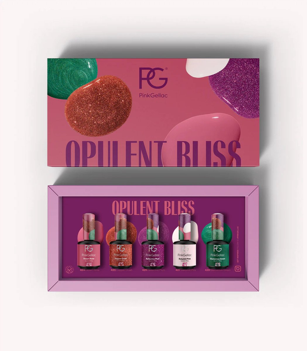Pink Gellac Opulent Bliss Set Collection Box - Gellak Set van 5 x 15 ml Elegante Kleuren Gellak - Gel Nagellak - Gel Lak — cadeau in Verzorging - foto 4