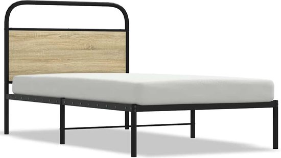vidaXL - Cadre de lit - sans - matelas - décoré - bois - sonoma - couleur chêne - 100x200cm