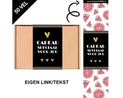 50 stuks gepersonaliseerde papieren wikkels voor cadeau doosjes ''cadeau voor jou'' meloenen zomer | voor brievenbusdoosje A5 formaat NIET INCLUSIEF | maak je eigen cadeaus | cadeaushop giftshop verpakking | cadeau sluiters inpakmaterialen webshops