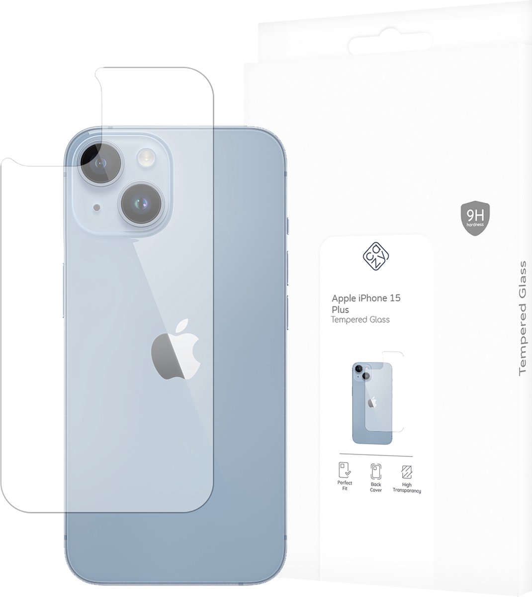 Cazy screenprotector Achterkant geschikt voor iPhone 15 Plus - Gehard Glass Protector