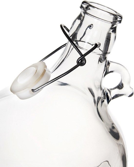 WYSKONT Ballonfles met nauwe hals met beugelsluiting, beschermmand, luchtslot en stop voor het maken van wijn, gisting, drankopslag, van transparant glas, 4 stuks x 5 l