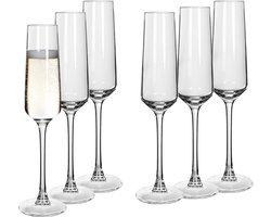 Alessandro Champagneglazen Excalibur - 6x stuks - glas - 200 ml - H26 cm - Ook voor sparkling/bubbels wijn