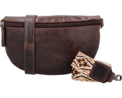 Micmacbags Next Navajo 2-in-1 Crossbody Schoudertas / Heuptas met Trendy Schouderband Festival Fanny Pack - Leren Dames Tas - Donkerbruin