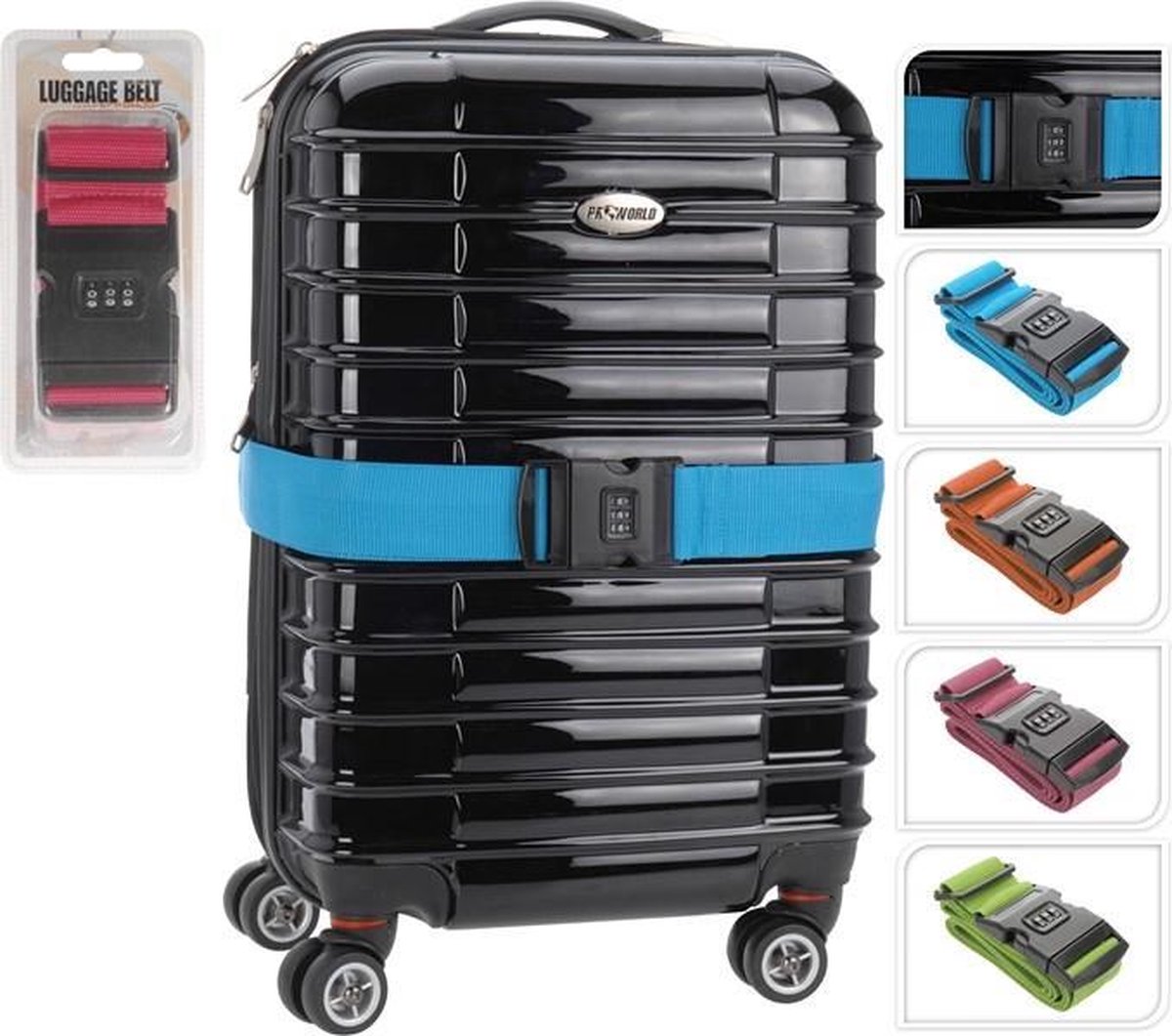 2 x - Sangle de valise pour bagage - avec serrure à combinaison - 180 cm -  Arc-en-ciel