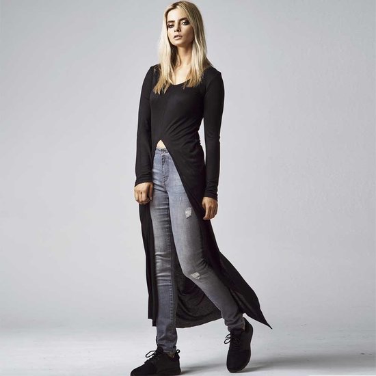 X-long slit dames shirt met lange mouwen en split zwart - M - Urban  Classics | bol.com