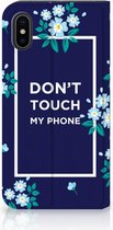 iPhone Xs Bookcase Flowers Blue DTMP