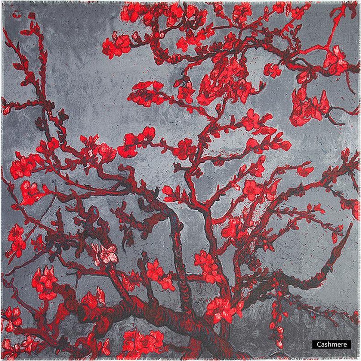 Emilie Scarves Cashmere sjaal Van Gogh Amandelbloesem - grijs