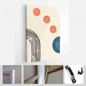 Abstracte illustratie in minimalistische stijl voor wanddecoratie achtergrond. Halverwege de eeuw moderne minimalistische kunstdruk - Modern Art Canvas - Verticaal - 1874434306