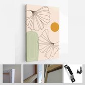 Set van abstracte creatieve minimalistische handgeschilderde illustraties met decoratieve takken en bladeren. Voor ansichtkaart, poster, social media verhaalontwerp - Modern Art Ca