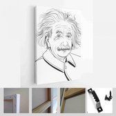 Albert Einstein portret in zeer fijne tekeningen. Einstein (1879-1955) was een in Duitsland geboren natuurkundige die de relativiteitstheorie ontwikkelde - Modern Art Canvas - Vert