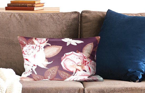 Roses - Papillons - Rose - Wit