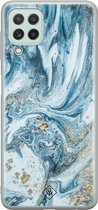 Samsung A22 4G hoesje siliconen - Marble sea | Samsung Galaxy A22 4G case | blauw | TPU backcover transparant