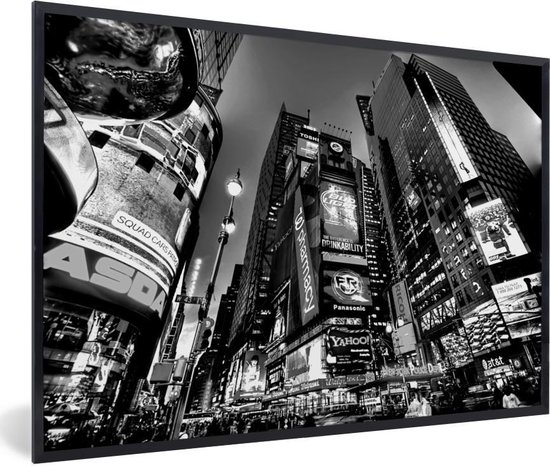 Fotolijst incl. Poster - New York - USA - Zwart - Wit - 60x40 cm - Posterlijst