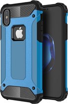 Mobiq Rugged Armor Case iPhone XS Max | Stevige back cover | TPU en Polycarbonaat | Stoer ontwerp | Schokbestendig hoesje Apple iPhone XS Max (6.5 inch) - Blauw | Blauw