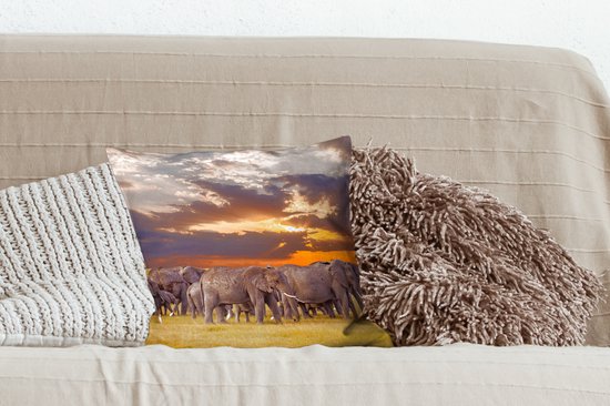 Troupeau d'éléphants au bord d'un lac