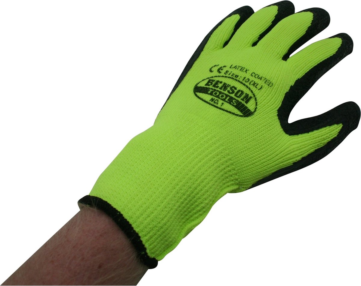 Gants d'hiver Hofftech Latex XL / taille 10 Grip tricotés jaune fluo