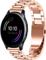 Stalen Smartwatch bandje - Geschikt voor  OnePlus Watch stalen band - rosé goud - Strap-it Horlogeband / Polsband / Armband