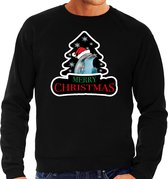 Dieren kersttrui dolfijn zwart heren - Foute dolfijnen kerstsweater - Kerst outfit dieren liefhebber 2XL