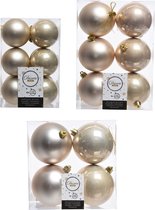 Kerstversiering kunststof kerstballen parel/champagne 6-8-10 cm pakket van 44x stuks - Kerstboomversiering