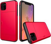 iPhone 11 Hoesje met Pasjeshouder - Shockproof telefoonhoesje voor 2 pasjes - Mobiq Hybrid Card Case iPhone 11 rood - Geschikt voor iPhone 11