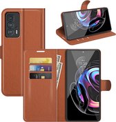 Motorola Edge 20 Pro Hoesje - MobyDefend Kunstleren Wallet Book Case - Bruin - GSM Hoesje - Telefoonhoesje Geschikt Voor Motorola Edge 20 Pro