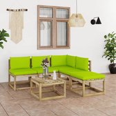 Decoways - 6-delige Loungeset met heldergroene kussens