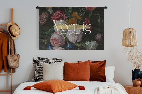 Tapisserie - Toile Murale - Mariage - Proverbes - Quarante Ans Mariés - Anniversaire - Citations - 120x80 cm - Tapisserie