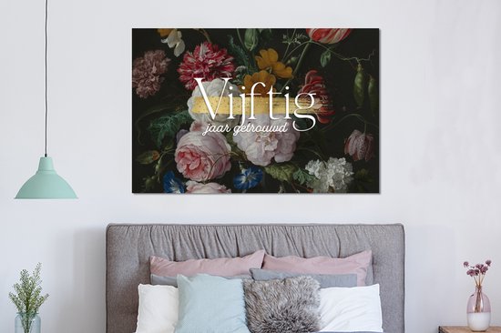 Décoration murale métal - Peinture aluminium industrielle - cinquante ans de mariage - Citations - Anniversaire - Mariage - Dictons - 150x100 cm - Dibond - Photo sur aluminium - Décoration murale industrielle - Pour le salon/chambre