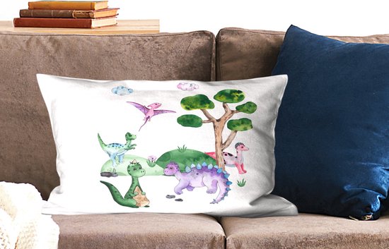 Coussins Coussins décoratifs - Oreillers Salon - 60x40 cm - Chambre d'enfant - Couleurs - Dinosaurus
