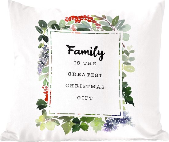 Sierkussens - Kussentjes Woonkamer - 60x60 cm - Kerst - Quote - Familie - Kerstversiering - Kerstdecoratie voor binnen - Woonkamer