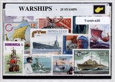 Oorlogsschepen – Luxe postzegel pakket (A6 formaat) : collectie van 25 verschillende postzegels van oorlogsschepen – kan als ansichtkaart in een A6 envelop - authentiek cadeau - ka