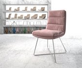 Gestoffeerde-stoel Abelia-Flex X-frame roestvrij staal fluweel rosa