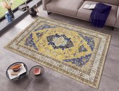 Design vloerkleed Heriz Kahar Elle Decoration - goud/blauw 200x290 cm