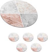 Onderzetters voor glazen - Rond - Marmer - Rosé - Chic - Collage - 10x10 cm - Glasonderzetters - 6 stuks