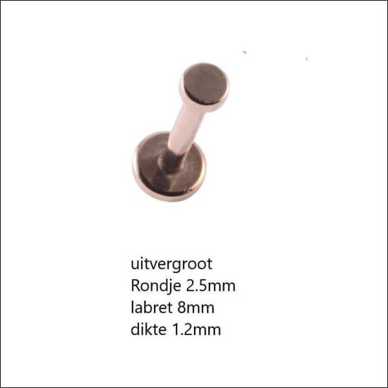 Helixpiercing Rond Rosékleurig 2.5mm En 1.2mm x 8mm