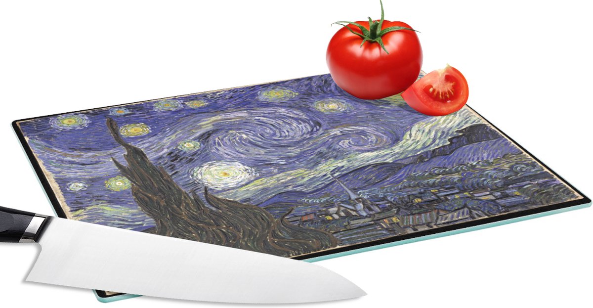 Glazen Snijplank - 28x20 - Sterrennacht - Vincent van Gogh - Snijplanken Glas