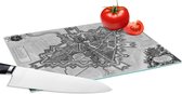 Planche à découper en Verres - 28x20 - Plan de la ville - Pays- Nederland - Zwart Wit - Planches à découper en Glas - Carte