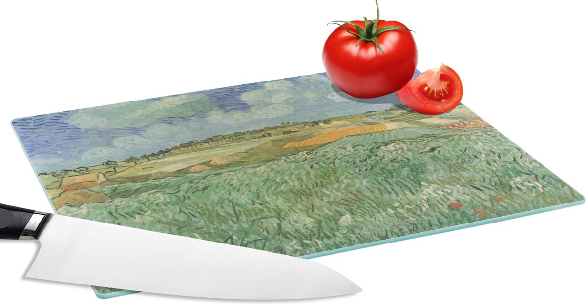 Glazen Snijplank - 28x20 - Vlakbij Auvers - Vincent van Gogh - Snijplanken Glas