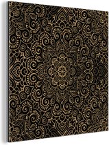 Décoration murale Métal - Peinture Aluminium - Motif doré sur fond noir - 90x90 cm