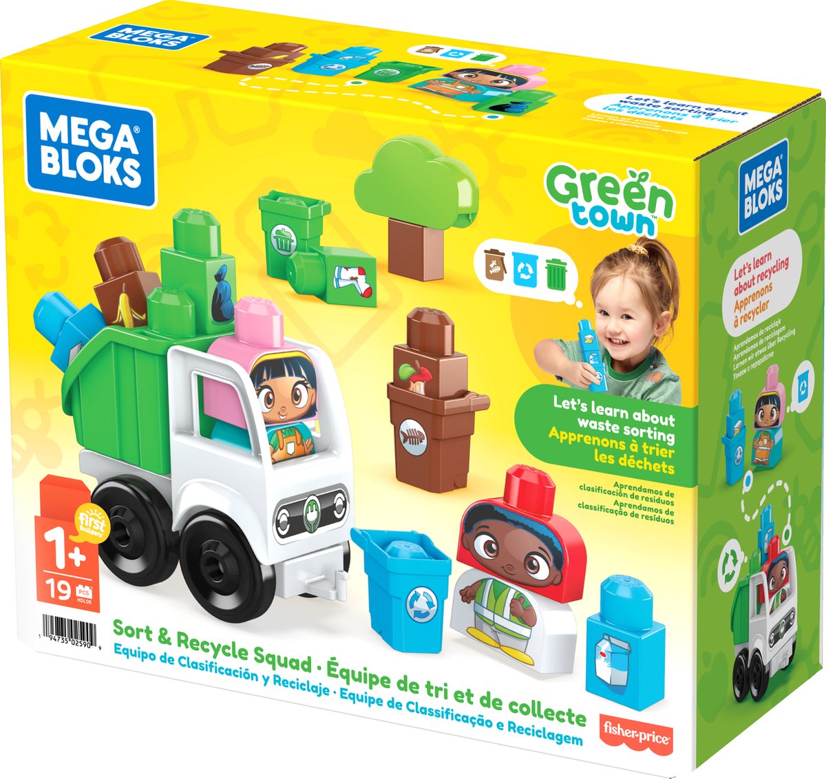 Mega Bloks Green Town Sort & Recycle Squad - 18 grote bouwstenen | bol.com