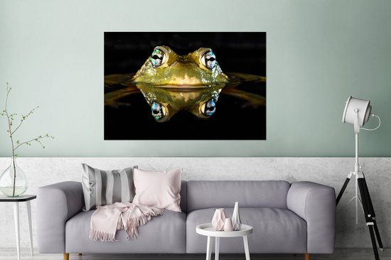 Décoration murale Métal - Peinture Aluminium Industriel - Grenouille - Yeux - Portrait - 120x80 cm - Dibond - Photo sur aluminium - Décoration murale industrielle - Pour le salon/chambre