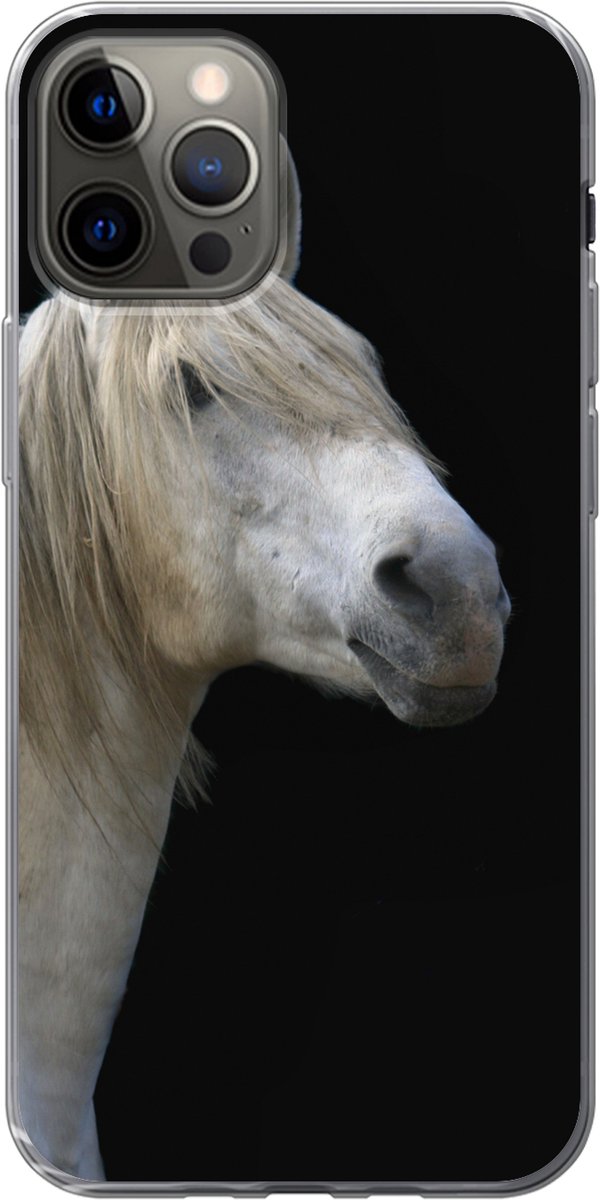 Telefoonhoesje Geschikt voor iPhone 13 Pro hoesje - Paarden - Schimmel - Zwart - Siliconen Telefoonhoesje Telefoonhoesje